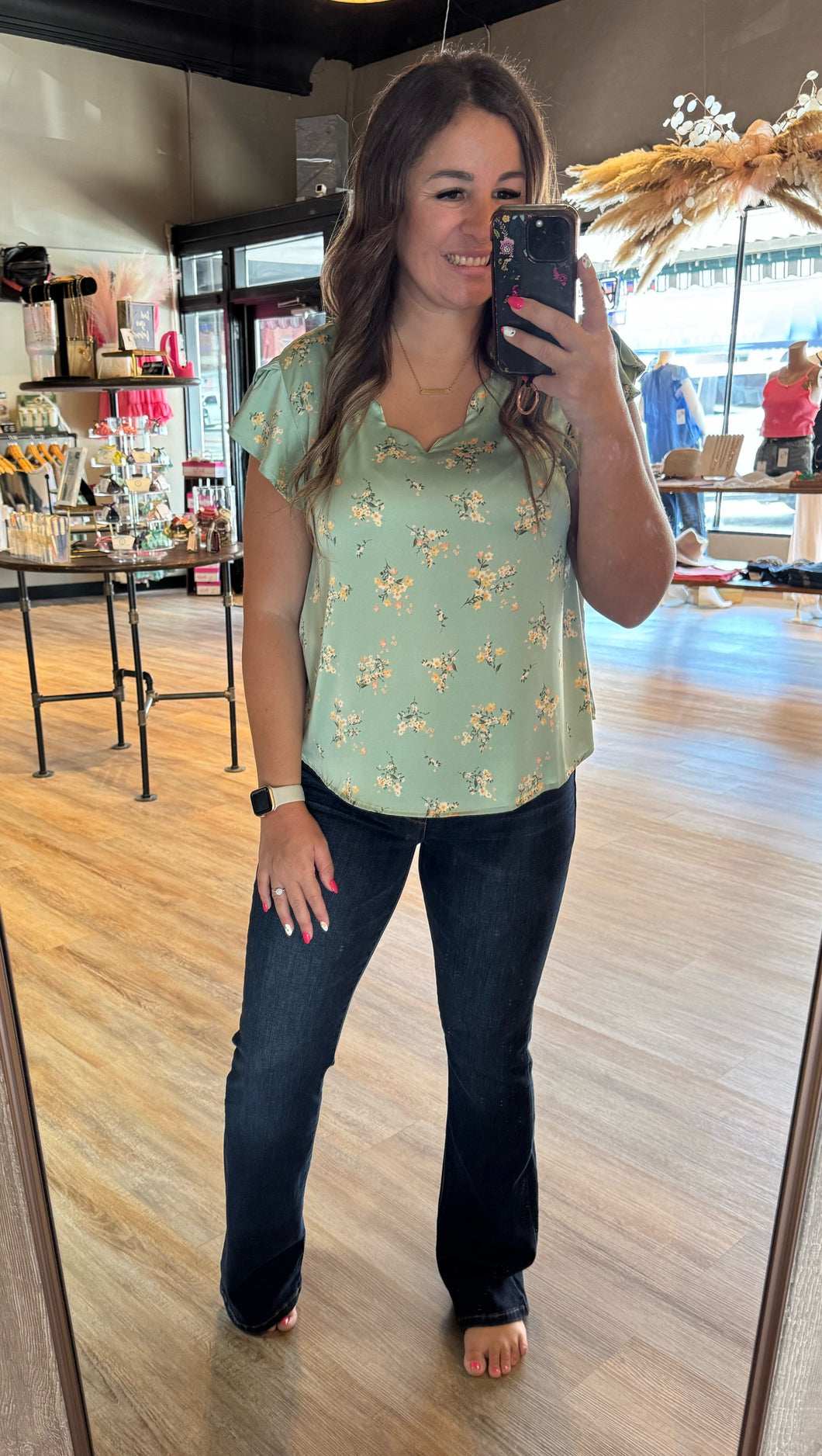 FLORAL SATIN BLOUSE