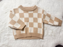 Load image into Gallery viewer, WHITE AND CREAM KNIT CHECKERED SWEATER

