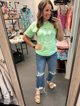 Load image into Gallery viewer, MINT SMILEY FACE GRAPHIC TEE
