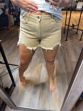 Load image into Gallery viewer, RISEN BROOKE TAN DISTRESSED SHORTS
