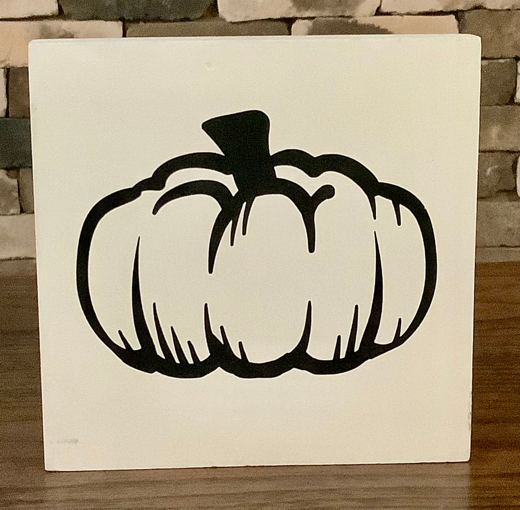WHITE WITH BLACK PUMPKIN SIGN
