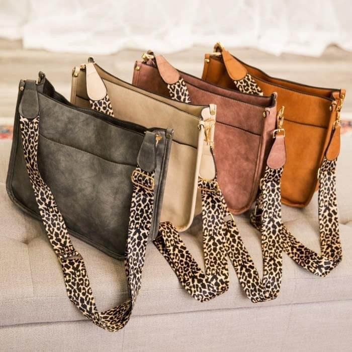 CROSSBODY PURSE WITH LEOPARD STRAP ✨ MULTIPLE COLORS