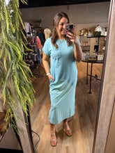 Load image into Gallery viewer, HEATHER TEAL MIDI DRESS
