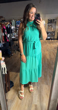 Load image into Gallery viewer, PALM BREEZE HALTER NECK MIDI DRESS
