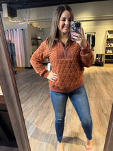 Load image into Gallery viewer, RUST QUILTED QUARTER ZIP
