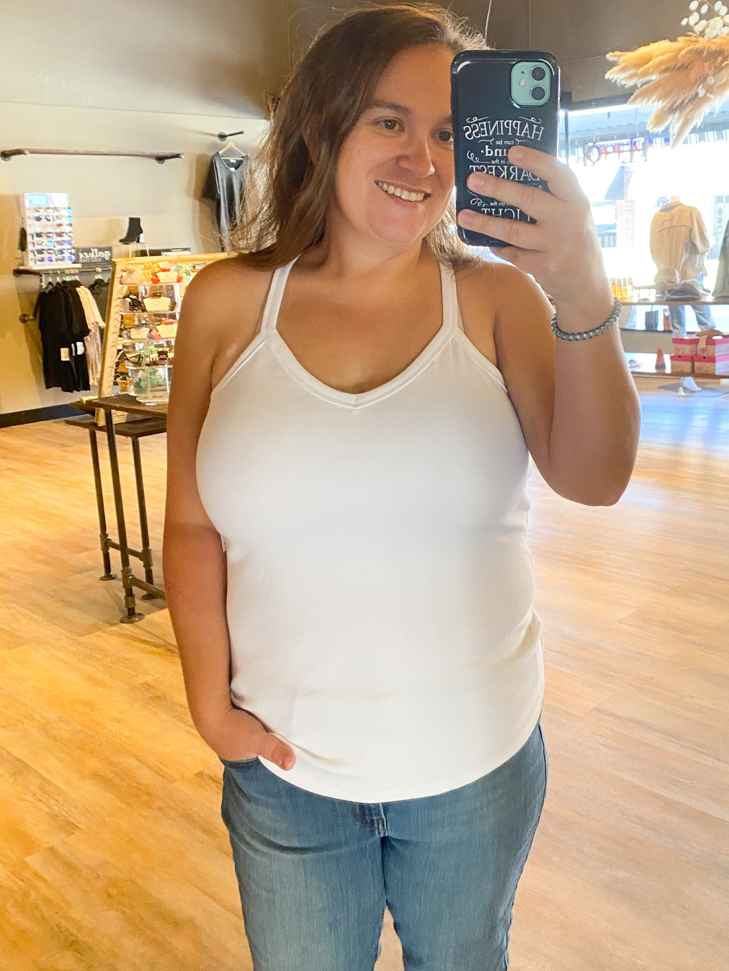 SIMPLE WHITE RIBBED TANK