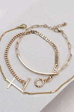 Load image into Gallery viewer, GOLD TRIO CROSS BRACELET SET
