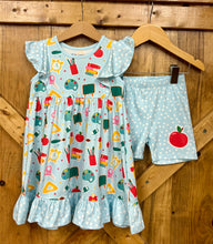 Load image into Gallery viewer, LIGHT BLUE RUFFLE AND POLKA DOT SET
