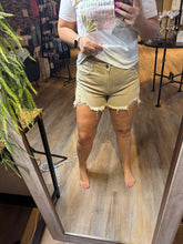 Load image into Gallery viewer, RISEN BROOKE TAN DISTRESSED SHORTS
