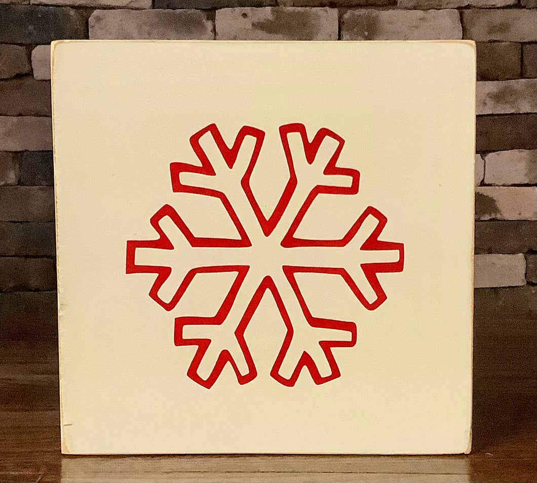 RED SNOWFLAKE 7 3/4” X 7 3/4” SIGNS