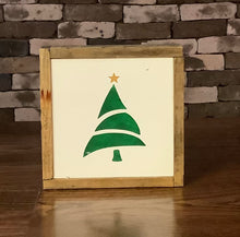 Load image into Gallery viewer, CHRISTMAS SIGN WITH GREEN TREE 6 1/8” x 6 1/8

