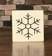 Load image into Gallery viewer, WHITE AND BLACK SNOWFLAKE 5 1/4” X 5 1/4” SIGN
