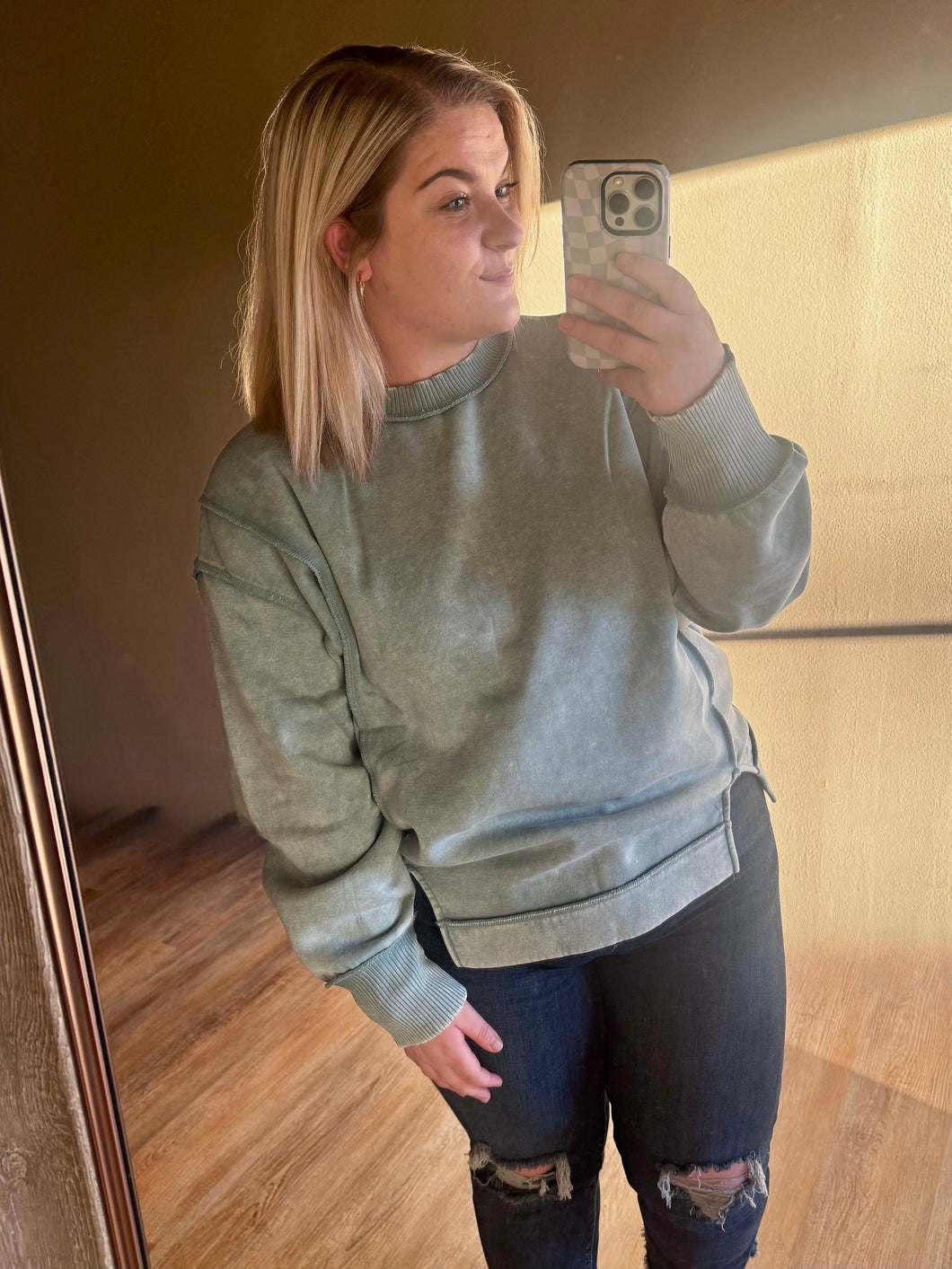 OVERSIZED ASH BLUE PULLOVER