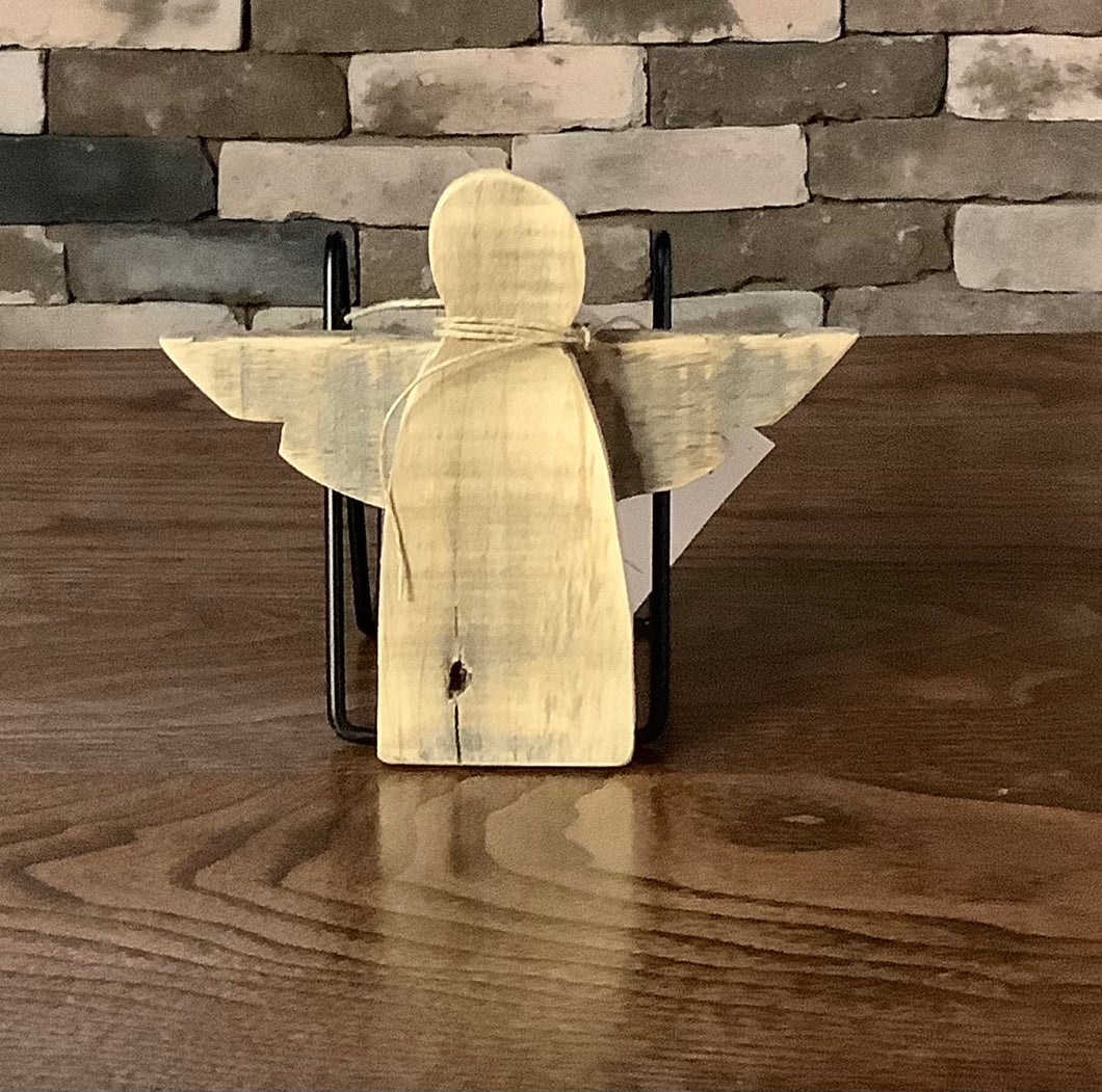 NATURAL LIGHT WOODEN ANGEL ORNAMENT