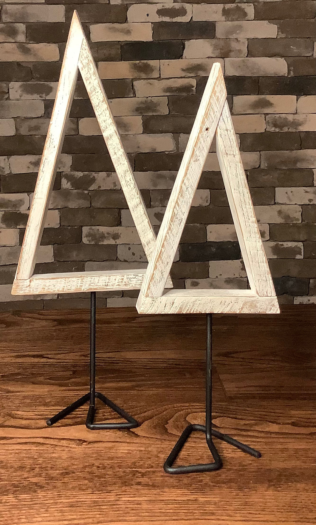 WHITE WOODEN TREES ON STANDS (SET OF 2)