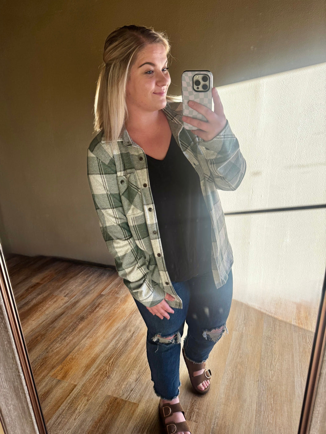 COURTNEY GREEN PLAID SHACKET