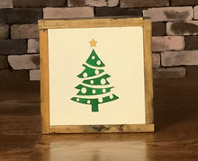 Load image into Gallery viewer, CHRISTMAS SIGN WITH GREEN TREE AND POLKA DOTS 6 1/8” x 6 1/8
