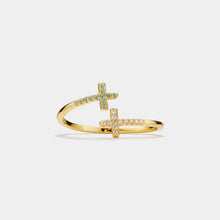 Load image into Gallery viewer, DOUBLE CROSS STERLING SILVER RING
