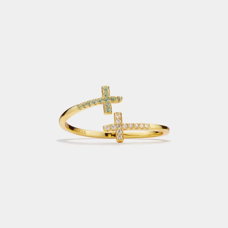 DOUBLE CROSS STERLING SILVER RING