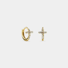 Load image into Gallery viewer, DAINTY CROSS HOOP EARRINGS 925 STERLING SILVER
