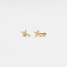 Load image into Gallery viewer, TINY CROSS STERLING SILVER 925 EARRING
