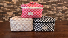 Load image into Gallery viewer, CHECKERED 3 PIECE COSMETIC BAG
