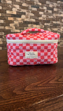 Load image into Gallery viewer, CHECKERED 3 PIECE COSMETIC BAG

