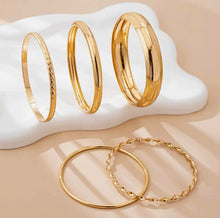 Load image into Gallery viewer, GOLD TEXTURED BANGLE STACK SET
