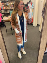 Load image into Gallery viewer, BROWN STRIPE CARDIGAN
