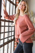 Load image into Gallery viewer, HEATHER RUST KNIT BELL SLEEVE TOP
