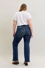 Load image into Gallery viewer, JUDY BLUE JESSIE DARK-WASH MID RISE DISTRESSED FLARE
