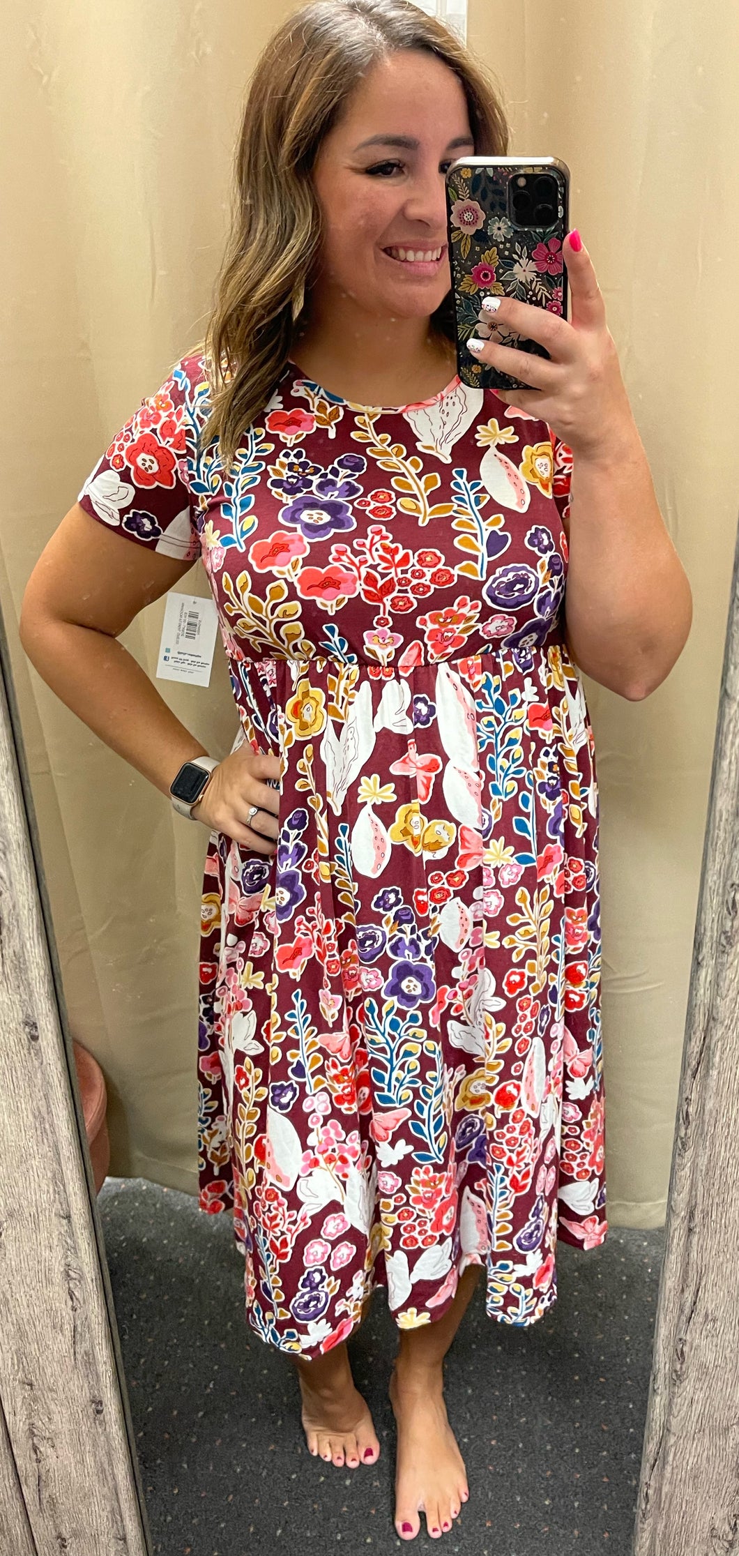 MAROON FLORAL DRESS