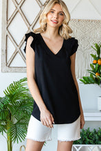 Load image into Gallery viewer, BLACK RUFFLE SLEEVE TOP
