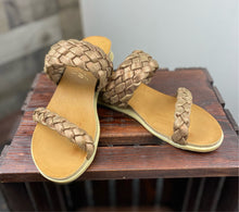 Load image into Gallery viewer, BLOWFISH BRONZE BRAIDED STRAP SANDALS
