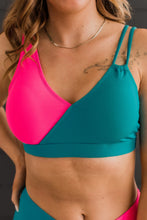 Load image into Gallery viewer, CAPTURE THE COAST SWIM TOP- NEON PINK &amp; TEAL

