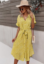Load image into Gallery viewer, YELLOW FLORAL MIDI DRESS
