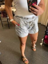Load image into Gallery viewer, GREY TIE-WAIST PAPERBAG SHORTS
