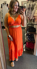 Load image into Gallery viewer, ORANGE PEEKABOO MAXI DRESS
