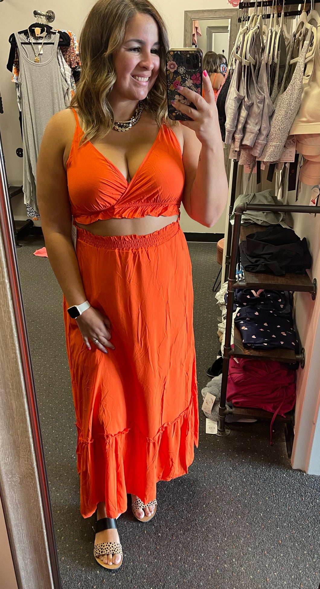 ORANGE PEEKABOO MAXI DRESS