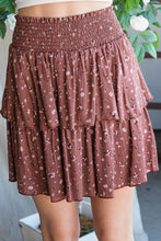 Load image into Gallery viewer, MAUVE FLORAL TIERED MINI SKIRT
