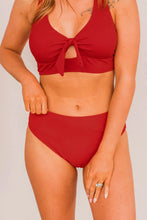 Load image into Gallery viewer, BASK IN THE SUN MID RISE SWIM BOTTOMS- RED
