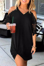 Load image into Gallery viewer, BLACK LACE COLD SHOULDER DRESS
