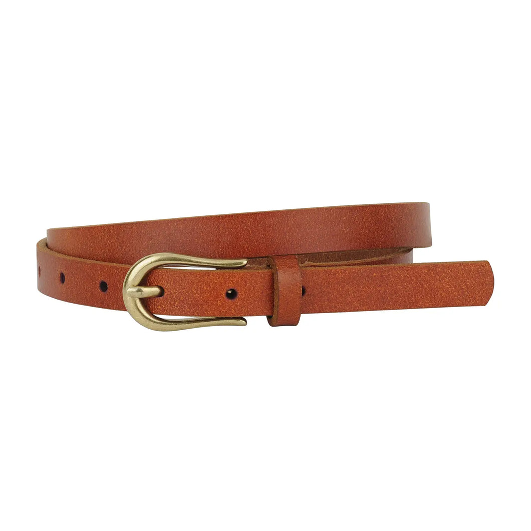 SKINNY EQUESTRIAN BUCKLE LEATHER BELT