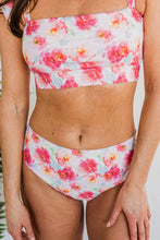 Load image into Gallery viewer, BASK IN THE SUN MID RISE SWIM BOTTOMS-IVORY FLORAL
