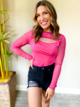 Load image into Gallery viewer, PINK MESH SLEEVE BODYSUIT
