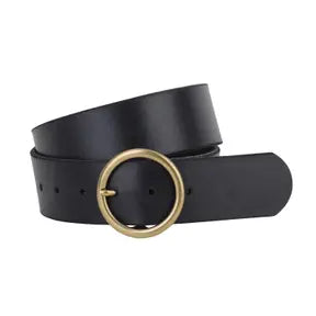BLACK WIDE BRASS CIRCLE BELT