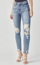 Load image into Gallery viewer, RISEN MARIAH MID RISE DISTRESSED SKINNY JEANS
