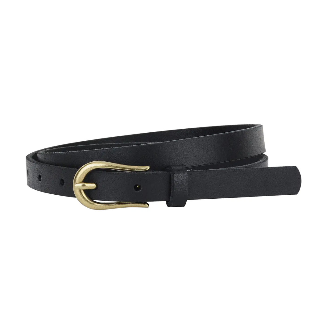 SKINNY EQUESTRIAN BUCKLE LEATHER BELT