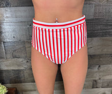 Load image into Gallery viewer, SELLING SUNSETS MID RISE SWIM BOTTOMS- RED &amp; ORANGE
