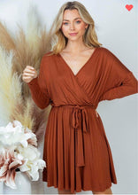 Load image into Gallery viewer, RUST KNIT LONG SLEEVE DRESS
